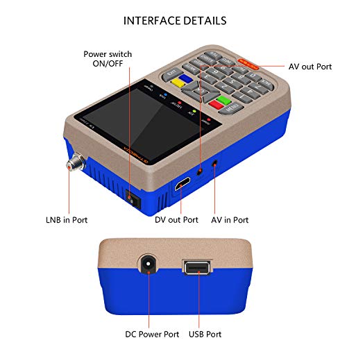 GTmedia V8 Satélite Finder DVB-S/DVB-S2 Localizador Buscador de Satélite FTA Satélite Receptor TV Digital HD 3.5" LCD con Batería 3000mAh Incorporada …