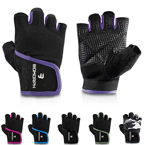 Guantes de entrenamiento para hombre y mujer, guantes de fitness para deportes de fuerza, culturismo, crossfit, para un agarre óptimo y protección contra callos (violeta, 25,5 cm - 27,5 cm - XXL)