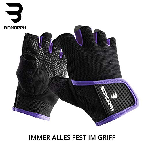 Guantes de entrenamiento para hombre y mujer, guantes de fitness para deportes de fuerza, culturismo, crossfit, para un agarre óptimo y protección contra callos (violeta, 25,5 cm - 27,5 cm - XXL)