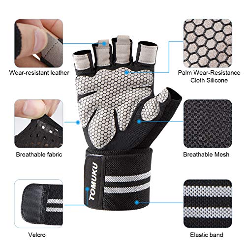 Guantes de gimnasio, guantes entrenamiento con soporte completo para la muñeca, protección de la palma, Guantes deportivos transpirables, ideales para levantamiento de pesas, flexiones (Negro, M) Guantes de gimnasio, guantes entrenamiento con soporte completo para la muñeca, protección de la palma, Guantes deportivos transpirables, ideales para levantamiento de pesas, flexiones (Negro, M)