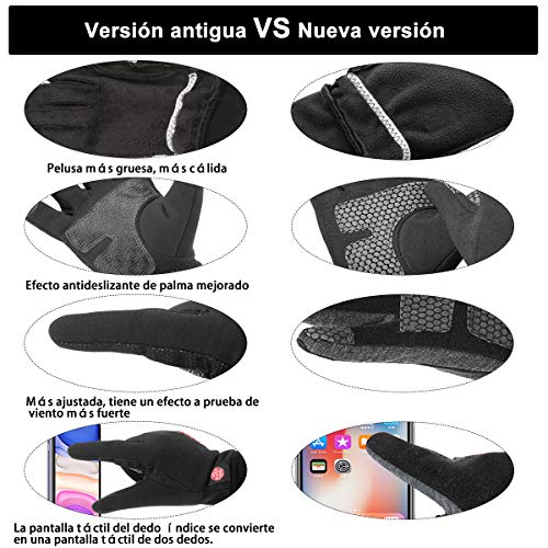 Guantes de Invierno A Prueba de Viento Pantalla Táctil Antideslizante para Moto Ciclismo Conducir Hombre Mujer