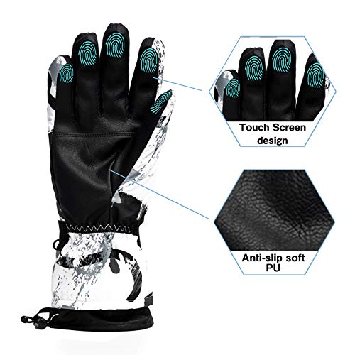 Guantes de Invierno Guantes De Pantalla Táctil con Dedos Completos Guantes de Esquí Impermeables Cálido para Clima Frío Pesca en Hielo Trineo Actividades Ciclismo Camping - para Hombres o Mujeres (L)