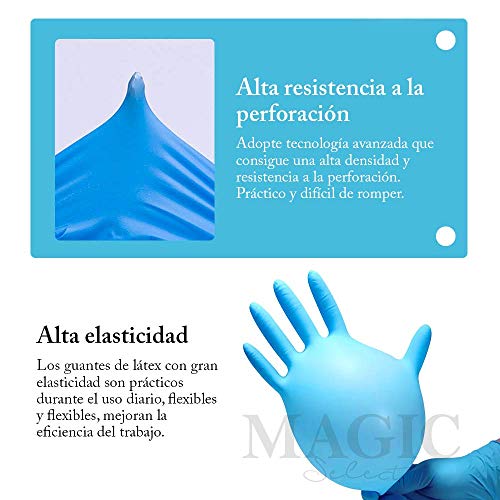 Guantes de Vinilo AZUL Guantes libres de látex sin polvo Limpieza Guantes sanitarios para la cocina, Limpieza, Seguridad, Manejo de alimentos, 100 pcs caja (TALLA M)