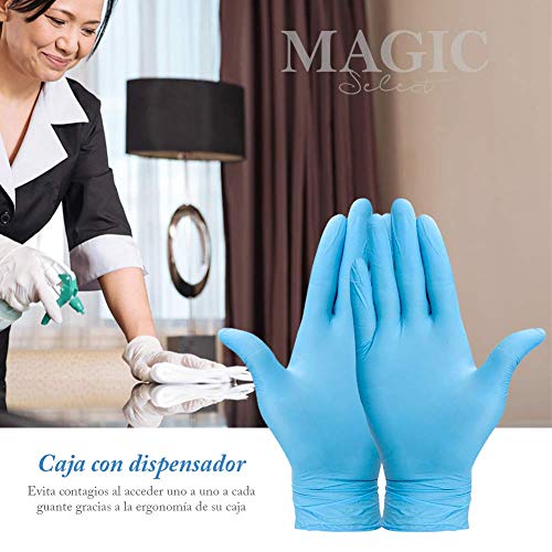 Guantes de Vinilo AZUL Guantes libres de látex sin polvo Limpieza Guantes sanitarios para la cocina, Limpieza, Seguridad, Manejo de alimentos, 100 pcs caja (TALLA M)