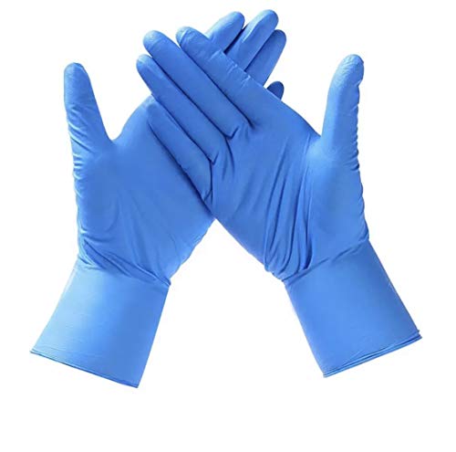 Guantes de Vinilo AZUL Guantes libres de látex sin polvo Limpieza Guantes sanitarios para la cocina, Limpieza, Seguridad, Manejo de alimentos, 100 pcs caja (TALLA M)