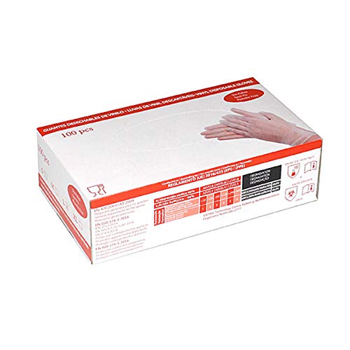 Guantes Desechables de Vinilo Sin Polvo S Talla Pequeña, 100Uds Guantes Desechables de Vinilo Sin Polvo S Talla Pequeña, 100Uds