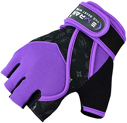 Guantes Emrah de mujer para gimnasio, levantamiento de pesas, entrenamiento y crossfit, con tejido transpirable y protección para la muñeca, color morado, tamaño Small Guantes Emrah de mujer para gimnasio, levantamiento de pesas, entrenamiento y crossfit, con tejido transpirable y protección para la muñeca, color morado, tamaño Small