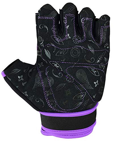 Guantes Emrah de mujer para gimnasio, levantamiento de pesas, entrenamiento y crossfit, con tejido transpirable y protección para la muñeca, color morado, tamaño Small