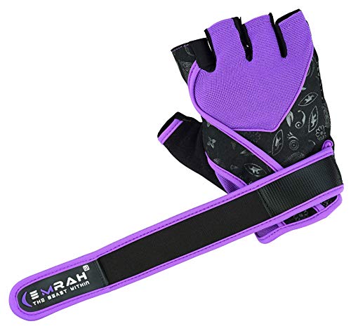 Guantes Emrah de mujer para gimnasio, levantamiento de pesas, entrenamiento y crossfit, con tejido transpirable y protección para la muñeca, color morado, tamaño Small Guantes Emrah de mujer para gimnasio, levantamiento de pesas, entrenamiento y crossfit, con tejido transpirable y protección para la muñeca, color morado, tamaño Small