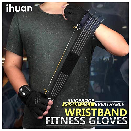 Guantes entrenamiento gimnasio levantamiento de pesas con muñequera para hombres, mujeres, protección completa de la palma para levantamiento de pesas, entrenamiento, fitness, suspensión, pull ups