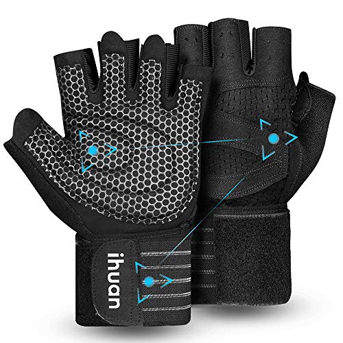 Guantes entrenamiento gimnasio levantamiento de pesas con muñequera para hombres, mujeres, protección completa de la palma para levantamiento de pesas, entrenamiento, fitness, suspensión, pull ups Guantes entrenamiento gimnasio levantamiento de pesas con muñequera para hombres, mujeres, protección completa de la palma para levantamiento de pesas, entrenamiento, fitness, suspensión, pull ups