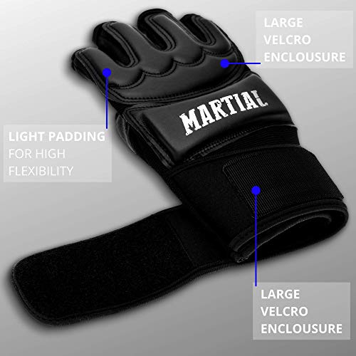 Guantes MMA Profesionales de Martial - Calidad Profesional - Fabricación según elevados estándares - Boxeo, Entrenamiento, Saco de Arena, Saco de Boxeo, Freefight, Agarre, Artes Marciales - Negro