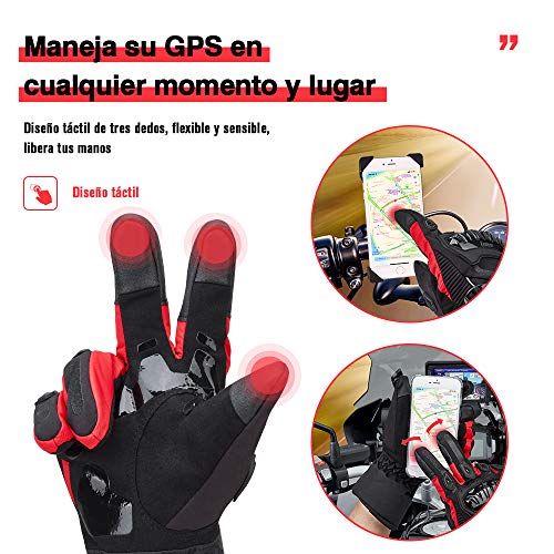Guantes Moto 2KP Homologados para Invierno, Guantes Impermeables de Moto con Pantalla Táctil, Guantes Protectores de Motociclismo de Dedo Completo para Invierno Guantes Moto 2KP Homologados para Invierno, Guantes Impermeables de Moto con Pantalla Táctil, Guantes Protectores de Motociclismo de Dedo Completo para Invierno