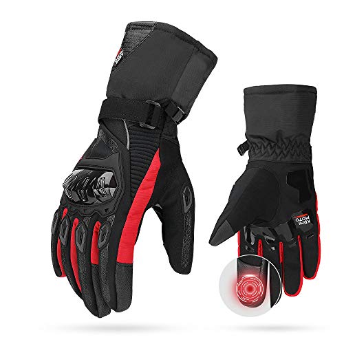 Guantes Moto 2KP Homologados para Invierno, Guantes Impermeables de Moto con Pantalla Táctil, Guantes Protectores de Motociclismo de Dedo Completo para Invierno