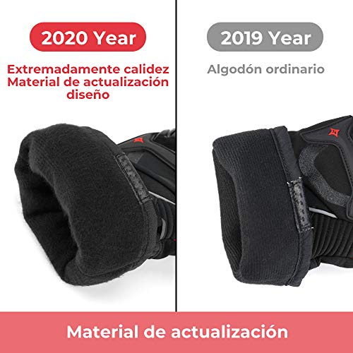 Guantes Moto 2KP Homologados para Invierno, Guantes Impermeables de Moto con Pantalla Táctil, Guantes Protectores de Motociclismo de Dedo Completo para Invierno