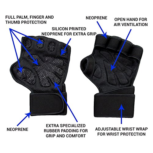 Guantes para Crossfit, Guantes Gimnasio,Guantes Pesas,Protección Completa para la Palma y Agarre Extra Transpirable Antideslizante, para Ejercicio Pesas,Levantamiento de Pesas,para Hombres y Mujeres