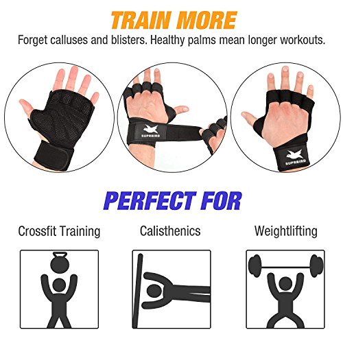 Guantes para Crossfit, Guantes Gimnasio,Guantes Pesas,Protección Completa para la Palma y Agarre Extra Transpirable Antideslizante, para Ejercicio Pesas,Levantamiento de Pesas,para Hombres y Mujeres