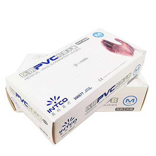 Guantes Resistentes y elásticos INTCO VINILO reforzados con PVC Caja 100 pc TALLA M libre de látex, cómodos y elásticos .Guantes para limpieza, alimentación, automoción y mucho mas