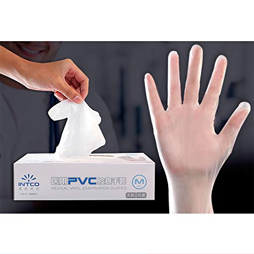 Guantes Resistentes y elásticos INTCO VINILO reforzados con PVC Caja 100 pc TALLA M libre de látex, cómodos y elásticos .Guantes para limpieza, alimentación, automoción y mucho mas