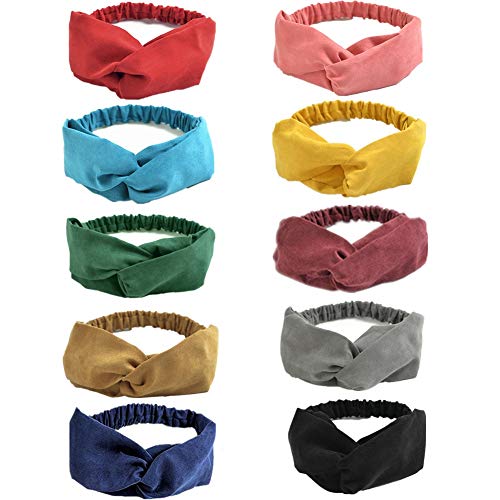 GUIFIER 10 Piezas Diademas de Mujer de Nudo Diadema Elástica Cintas para la Cabeza Cruzadas Vintage Headwrap Mujeres Turbante Accesorios para el Cabello Mujer Yoga Cabeza Envuelve Deportes