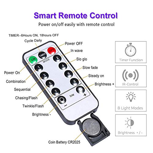 Guirnalda de luces de hada, 120 LED, 12 m, 8 modos, enchufe USB, luces alimentadas, impermeables, para exterior/interior, con temporizador remoto para dormitorio, fiesta, boda, Navidad (blanco cálido) Guirnalda de luces de hada, 120 LED, 12 m, 8 modos, enchufe USB, luces alimentadas, impermeables, para exterior/interior, con temporizador remoto para dormitorio, fiesta, boda, Navidad (blanco cálido)