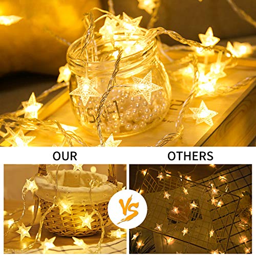 Guirnalda de Luces,Star Luces de Hadas Estrella de la Noche Luz de la Secuencia 6M 40Pcs LED Estrellas de Luces Brillante Decoración Luz Blanco Cálido