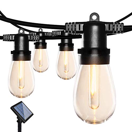 Guirnaldas Luminosas de Exterior Solares,Bomcosy S14 Cadena de Luces 26.4ft/8m con 12(Bombilla de led),E27 Base Bombillas Solares Exterior Jardin IP65 Impermeable para Fiesta,Boda,Jardín Patio Cafe