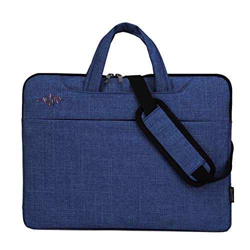 GUOCU 11-15.6 Pulgadas Mujer Hombre Bolso de Bandolera/Maletín/Mensajero Funda para Laptop Macbook Air iPad Portátil Moda y Negocios，Azul Marino,15.6"(40X31X3cm)