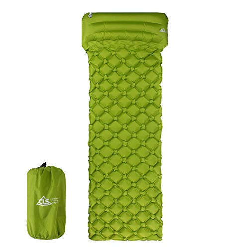 GUOCU Colchón Inflable, Esterilla de Acampada Hinchable Colchoneta de Aire Portátil Ultraligero para Viaje Camping Senderismo Playa Senderismo,Ejercito Verde