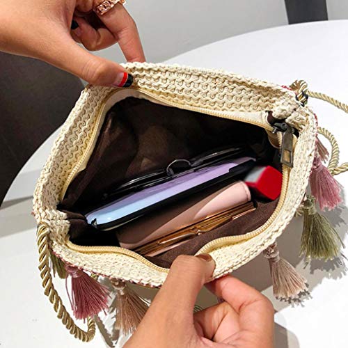Gusspower Mochila de Mujer,Bolsos de Mano,Bolsas Escolares,Estuches,Bolsos para Mujer,Vendimia Mujer Tejeduría Borla Hombro Crossbody Playa Bolso (Caqui) Gusspower Mochila de Mujer,Bolsos de Mano,Bolsas Escolares,Estuches,Bolsos para Mujer,Vendimia Mujer Tejeduría Borla Hombro Crossbody Playa Bolso (Caqui)