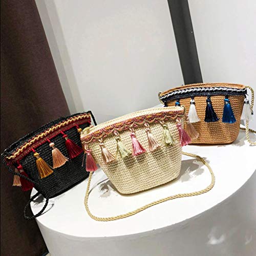 Gusspower Mochila de Mujer,Bolsos de Mano,Bolsas Escolares,Estuches,Bolsos para Mujer,Vendimia Mujer Tejeduría Borla Hombro Crossbody Playa Bolso (Caqui) Gusspower Mochila de Mujer,Bolsos de Mano,Bolsas Escolares,Estuches,Bolsos para Mujer,Vendimia Mujer Tejeduría Borla Hombro Crossbody Playa Bolso (Caqui)