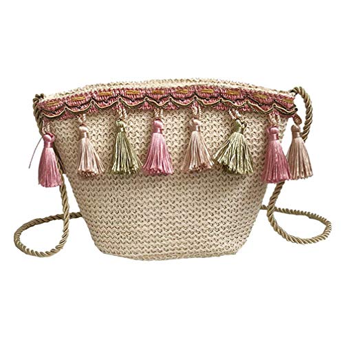 Gusspower Mochila de Mujer,Bolsos de Mano,Bolsas Escolares,Estuches,Bolsos para Mujer,Vendimia Mujer Tejeduría Borla Hombro Crossbody Playa Bolso (Caqui) Gusspower Mochila de Mujer,Bolsos de Mano,Bolsas Escolares,Estuches,Bolsos para Mujer,Vendimia Mujer Tejeduría Borla Hombro Crossbody Playa Bolso (Caqui)