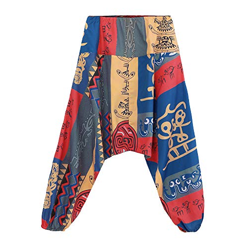 Gusspower Pantalones De Harén Bombachos Hombre Mujer,Unisex para Yoga Cómodo Ancho Harem Pants con Entrepierna Casual Festival Delantal Hippie Alta Cintura