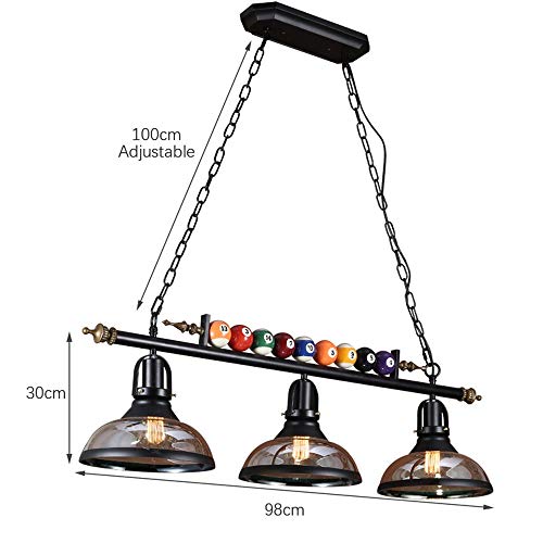 Gweat Decoración de billar 3 luces Araña para sala de billar, restaurante, cafetería, bar, club, iluminación de dormitorio, estilo nórdico Colgante de hierro forjado color negro Gweat Decoración de billar 3 luces Araña para sala de billar, restaurante, cafetería, bar, club, iluminación de dormitorio, estilo nórdico Colgante de hierro forjado color negro