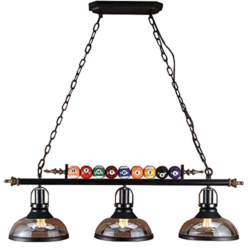 Gweat Decoración de billar 3 luces Araña para sala de billar, restaurante, cafetería, bar, club, iluminación de dormitorio, estilo nórdico Colgante de hierro forjado color negro Gweat Decoración de billar 3 luces Araña para sala de billar, restaurante, cafetería, bar, club, iluminación de dormitorio, estilo nórdico Colgante de hierro forjado color negro