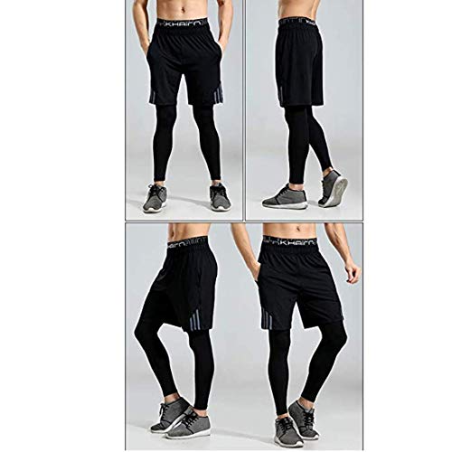 GWELL Unidad Hombre Pantalón 2 en 1 de Largo Sport Fitness Split Pantalones Cortos Pantalones de Entrenamiento, Color Gris, tamaño Medium GWELL Unidad Hombre Pantalón 2 en 1 de Largo Sport Fitness Split Pantalones Cortos Pantalones de Entrenamiento, Color Gris, tamaño Medium