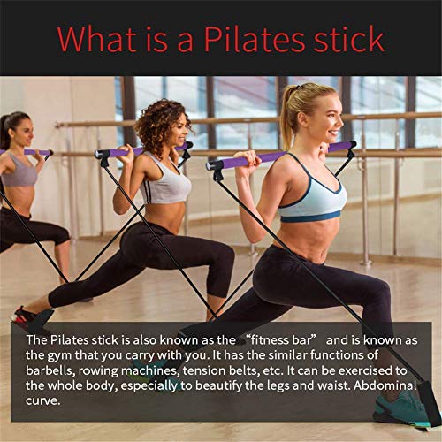 GYFHMY Bodybuilding Yoga Pilates Stick con Foot Loop - Core Strength Fitness Gym Resistance Band Bar Kit - Ideal para el Entrenamiento Corporal Total en el hogar, Gimnasio, Levantamiento de Pesas