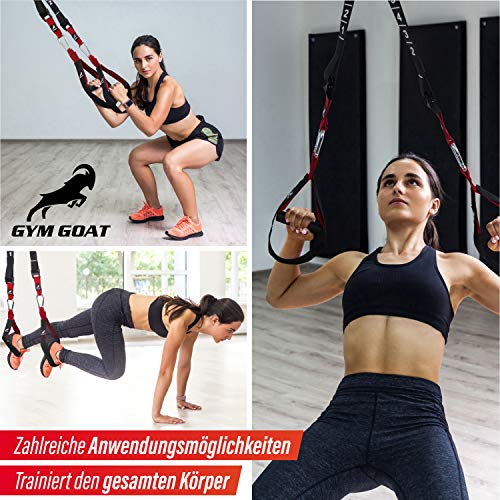 Gym Goat® Juego de entrenamiento de correas – Premium Sling Trainer con números para un fácil ajuste de las correas – Slingtrainer para el mejor entrenamiento de cuerpo entero