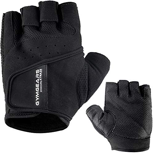 GYMGEARS Guantes de Entrenamiento para Mujeres y Hombres - Guantes Fitness para Entrenamiento Fuerza, Culturismo, con Pesas y Entrenamiento Crossfit - Unisex (XL: 24-26 cm, Negro)