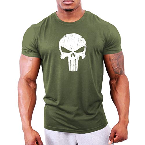 GYMTIER Camiseta Culturismo Hombre - Skull - Top Entrenamiento Gimnasio