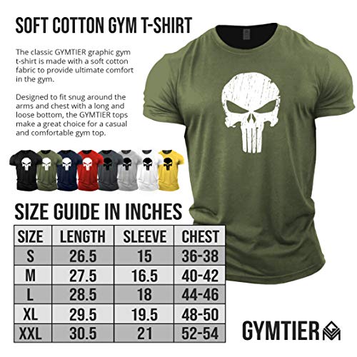 GYMTIER Camiseta Culturismo Hombre - Skull - Top Entrenamiento Gimnasio