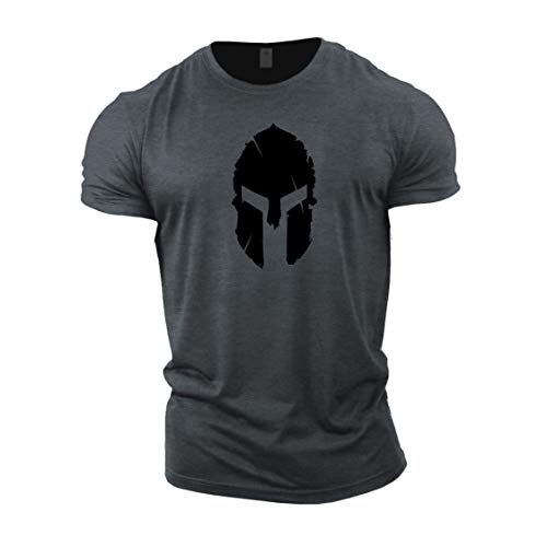 GYMTIER Camiseta Culturismo Hombre - Spartan Helmet - Top Entrenamiento Gimnasio