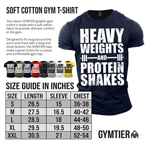 GYMTIER Camiseta de culturismo para hombre, pesos pesados, batidos de proteína, parte superior de entrenamiento para gimnasio Azul azul marino L