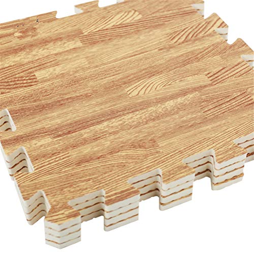 GZQ Alfombra Puzzle Infantil,10 pcs Desmontables Manta de Puzzle Espuma ,Alfombras Grano de Madera de Juegos para Bebe,Niños(30 * 30 * 1 cm) (Madera Claro)