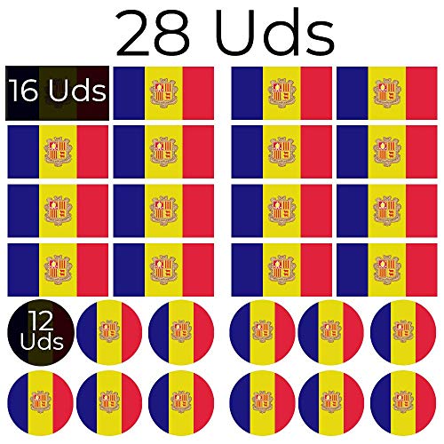 Haberdashery Online 28 Pegatinas de la Bandera de Andorra. Stickers para Bicicletas, Motos, Accesorios (Andorra) Haberdashery Online 28 Pegatinas de la Bandera de Andorra. Stickers para Bicicletas, Motos, Accesorios (Andorra)