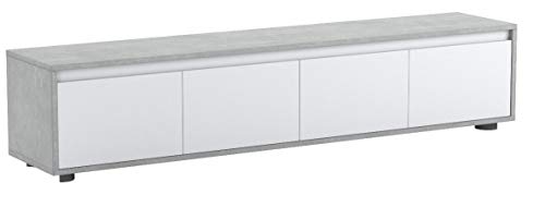 Habitdesign 016663L - Mueble de salón Moderno, modulos Comedor Alida, Medidas: 43 cm de Altura x 200 cm de Ancho x 41 cm de Fondo (Blanco Artik y Gris Cemento)