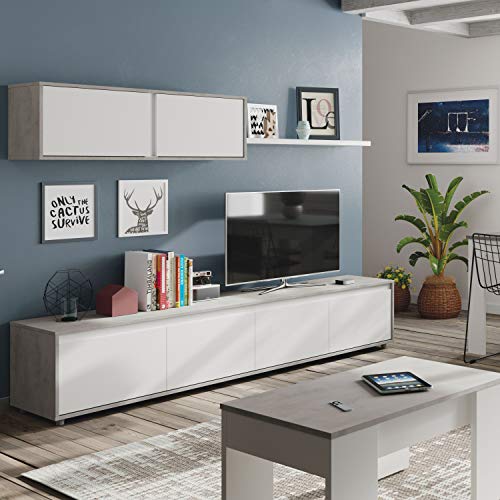 Habitdesign 016663L - Mueble de salón Moderno, modulos Comedor Alida, Medidas: 43 cm de Altura x 200 cm de Ancho x 41 cm de Fondo (Blanco Artik y Gris Cemento) Habitdesign 016663L - Mueble de salón Moderno, modulos Comedor Alida, Medidas: 43 cm de Altura x 200 cm de Ancho x 41 cm de Fondo (Blanco Artik y Gris Cemento)