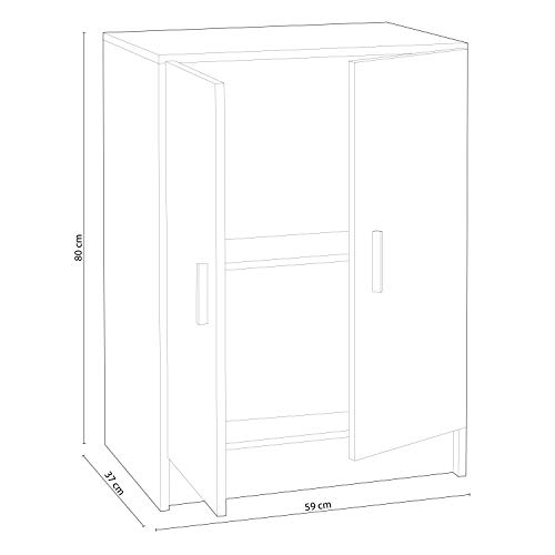 Habitdesign Armario Multiusos Bajo, 2 Puertas, Acabado en Color Blanco, Medidas: 59 cm (Ancho) x 80 cm (Alto) x 37 cm (Fondo) Habitdesign Armario Multiusos Bajo, 2 Puertas, Acabado en Color Blanco, Medidas: 59 cm (Ancho) x 80 cm (Alto) x 37 cm (Fondo)
