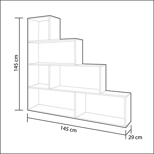 Habitdesign Estantería Decorativa, Librería Salon, Modelo Klum, Acabado en Blanco Brillo, Medidas: 145 cm (Alto) x 145 cm (Ancho) x 29 cm (Fondo)