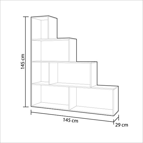 Habitdesign Estantería Decorativa, Librería Salon, Modelo Klum, Acabado en Roble Canadian, Medidas: 145 cm (Alto) x 145 cm (Ancho) x 29 cm (Fondo)